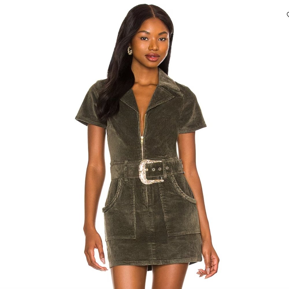 Show Me Your MuMu Outlaw Dress - Size XS - Green Corduroy